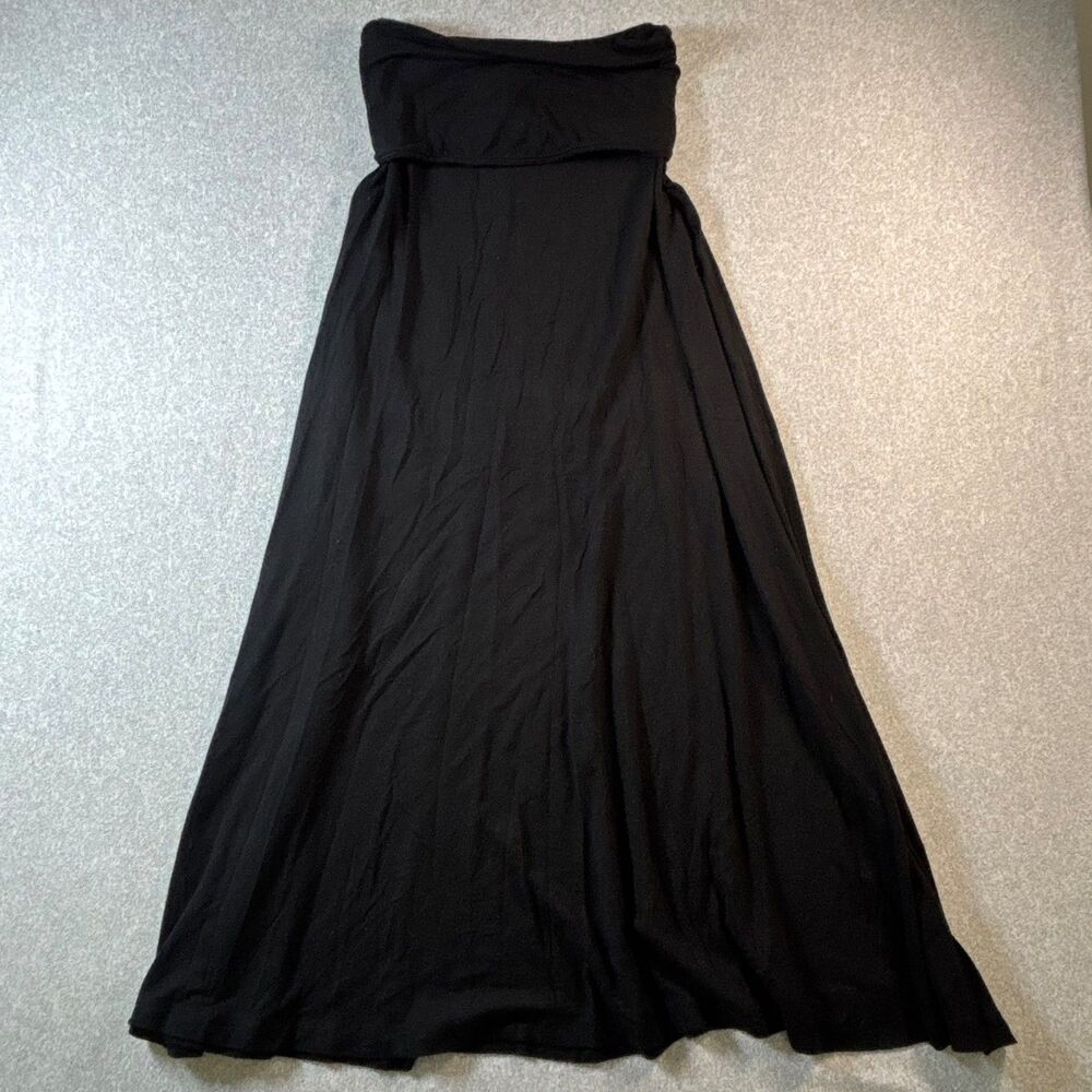 Mudd Black Foldover Waist Maxi Skirt Size S Boho Y2K Minimalist Stretch